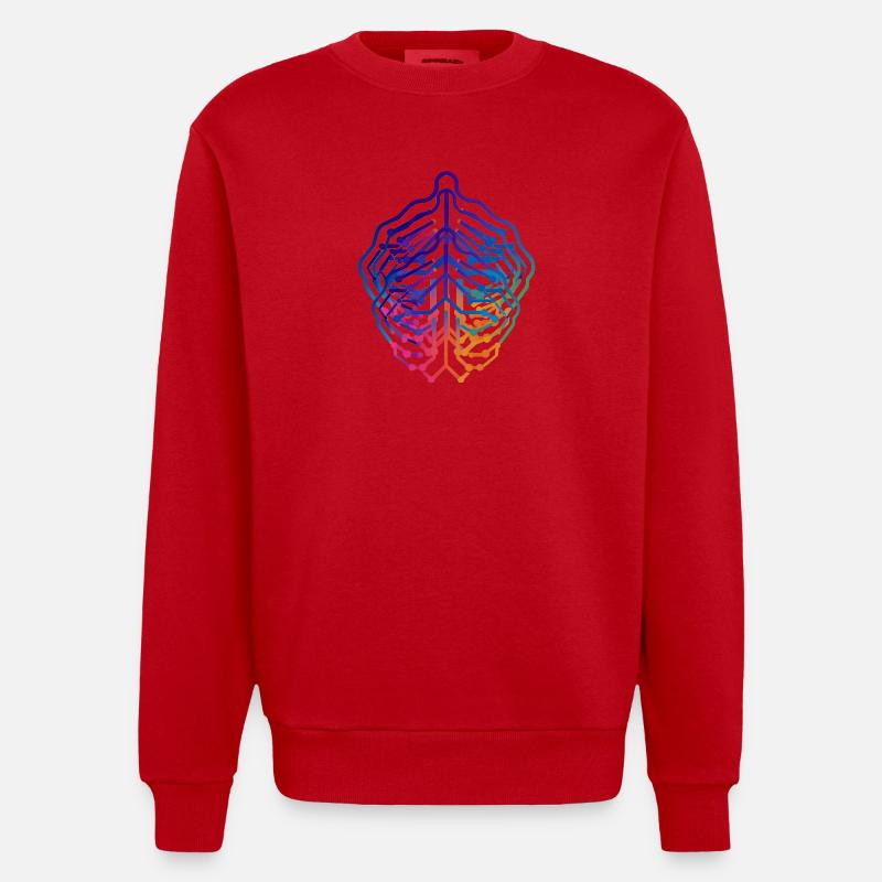Conception de circuits neuronaux à feuilles - Sweat bio épais oversize fabriqué en UE - rouge