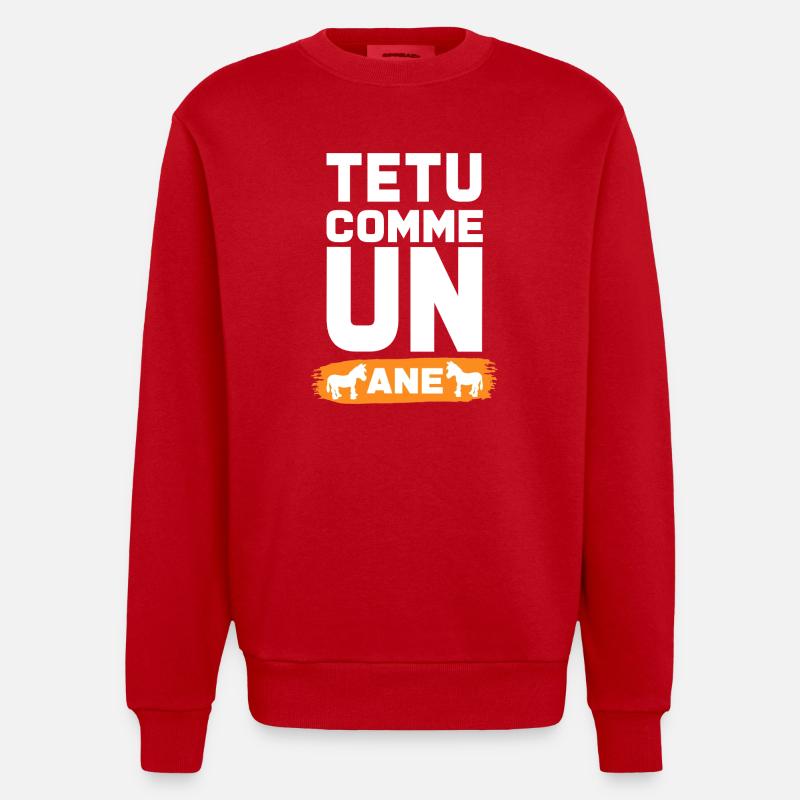 TEXT WIE EIN ESEL - Heavyweight Oversized Organic Crew Neck Made in EU - Rot