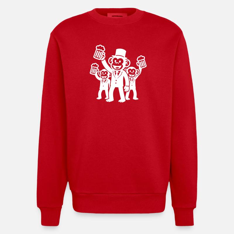 Junggesellenabschied Affe Team Bräutigam - Heavyweight Oversized Organic Crew Neck Made in EU - Rot