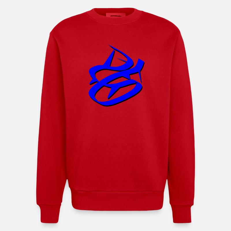 Design de graffiti bleu dynamique - Sweat bio épais oversize fabriqué en UE - rouge