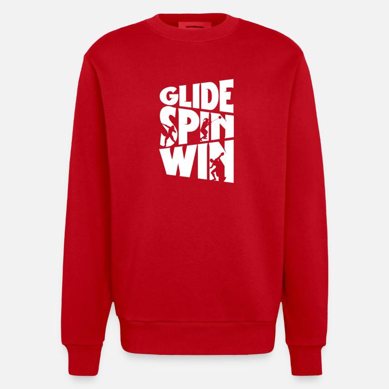 Kugelstoßen Kugelstoß Kugelstoßer Glide Spin Win - Heavyweight Oversized Organic Crew Neck Made in EU - Rot
