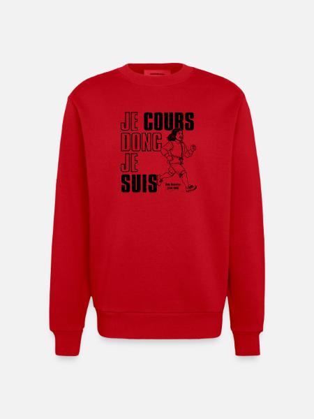 I run therefore I am - Heavyweight Oversized Organic Crew Neck Made in EU - red