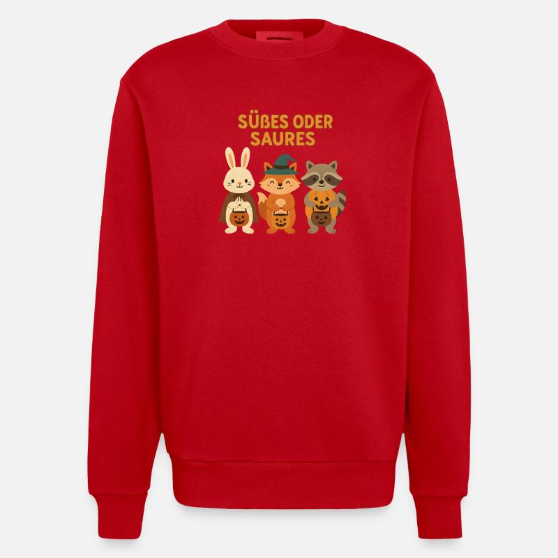 Süßes oder Saures - Waldtiere - Heavyweight Oversized Organic Crew Neck Made in EU - Rot