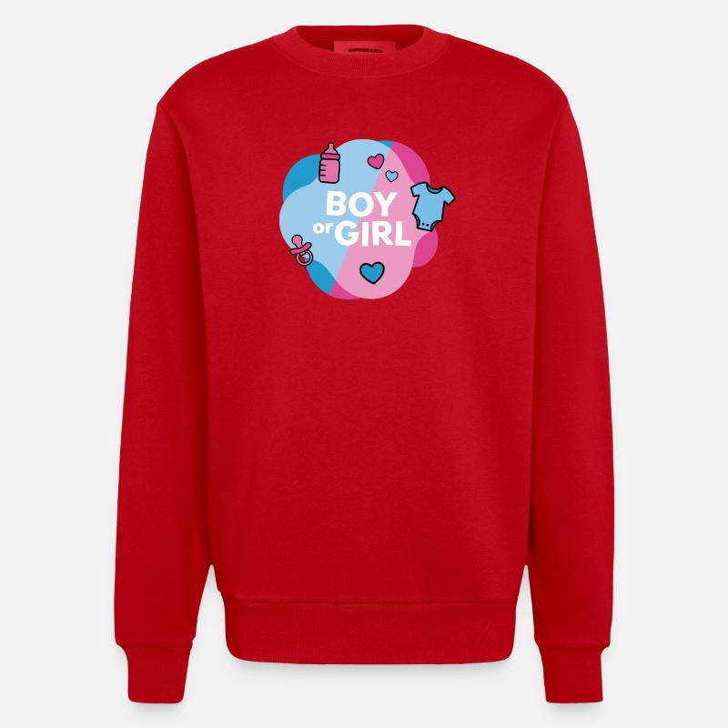 Geschlecht enthüllen Junge oder Mädchen - Heavyweight Oversized Organic Crew Neck Made in EU - Rot