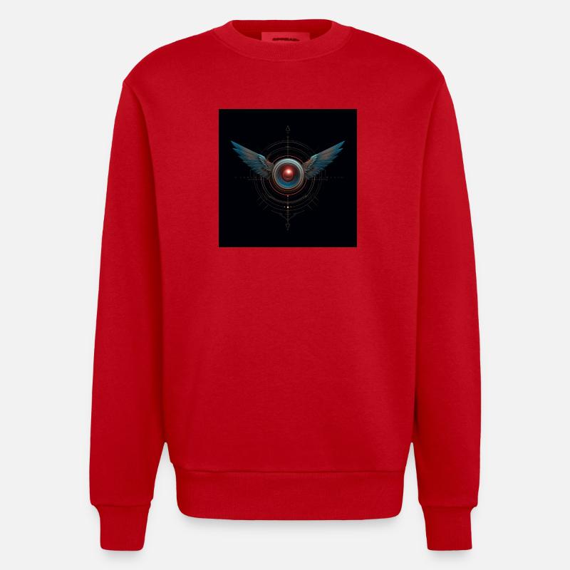 Futuristisches Winged Emblem – Techno Vision - Heavyweight Oversized Organic Crew Neck Made in EU - Rot