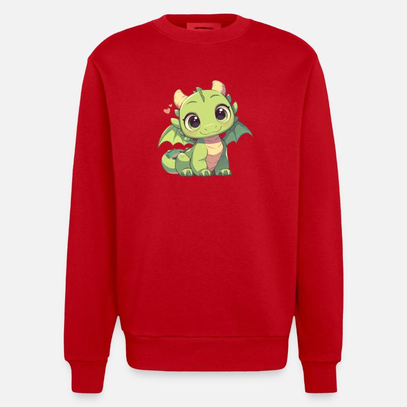 Drachen Drache - Heavyweight Oversized Organic Crew Neck Made in EU - Rot
