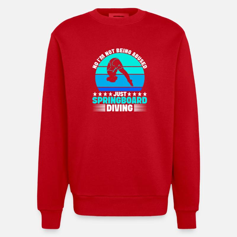 Kunstspringen Turmspringer Sprungbrett - Heavyweight Oversized Organic Crew Neck Made in EU - Rot