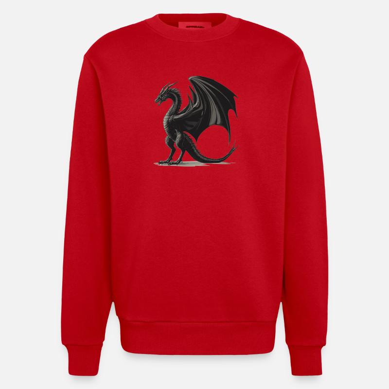 Drachen Drache - Heavyweight Oversized Organic Crew Neck Made in EU - Rot