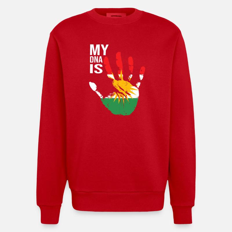 Kurdistan Kurden Handdesign mit Flagge - Heavyweight Oversized Organic Crew Neck Made in EU - Rot