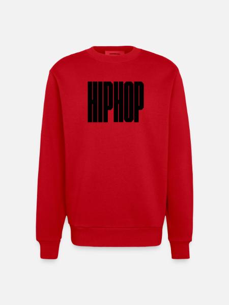 Hip Hop bold logo - Heavyweight Oversized Organic Crew Neck Made in EU - red