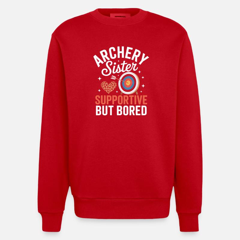 Bogenschießen Spruch Schwester Bogenschießen - Heavyweight Oversized Organic Crew Neck Made in EU - Rot