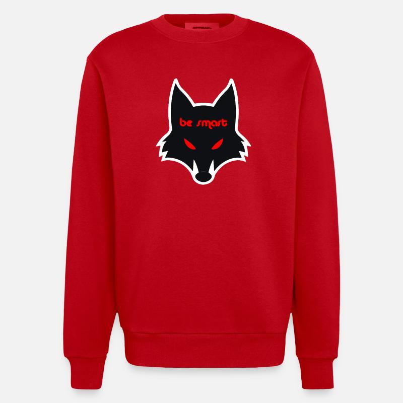 Düstere Wolfgrafik mit Botschaft - Heavyweight Oversized Organic Crew Neck Made in EU - Rot