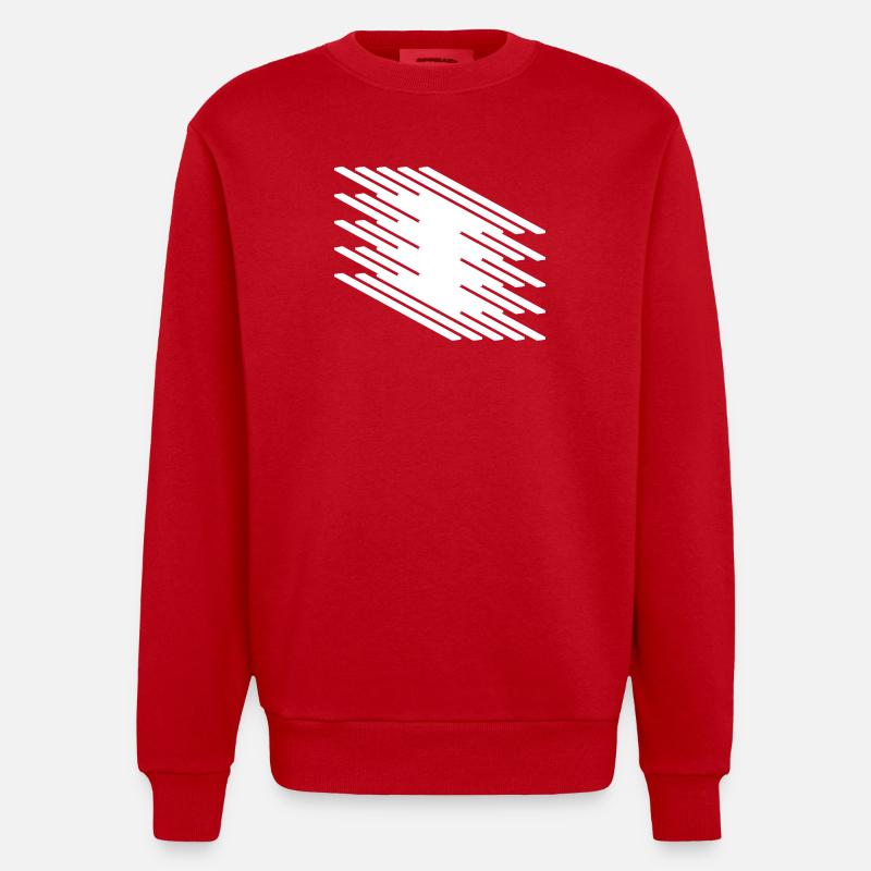 Motif de lignes dynamiques abstrait - Sweat bio épais oversize fabriqué en UE - rouge