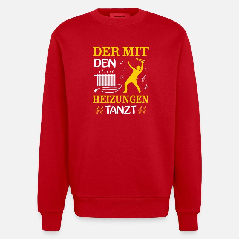 Chauffagiste Plombier Plombier de construction chauffage - Sweat bio épais oversize fabriqué en UE - rouge