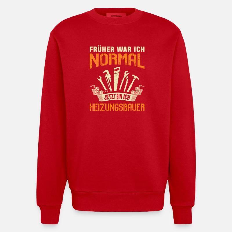 Heating Engineer Heating Construction Plumber Plumber - Heavyweight Oversized Organic Crew Neck Made in EU - red