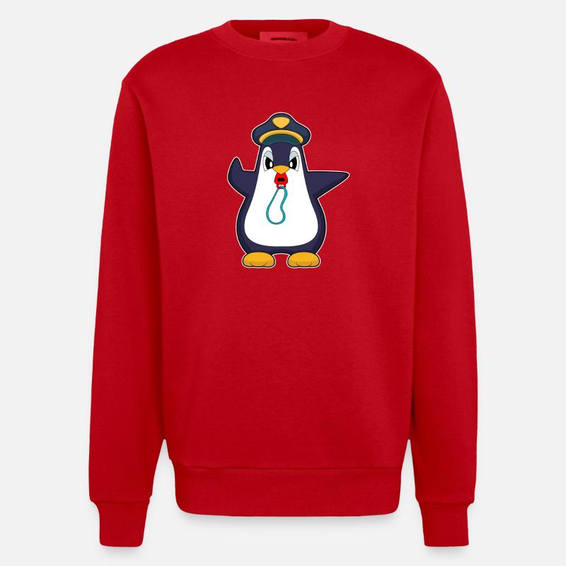Pinguin Polizist Trillerpfeife Polizei - Heavyweight Oversized Organic Crew Neck Made in EU - Rot