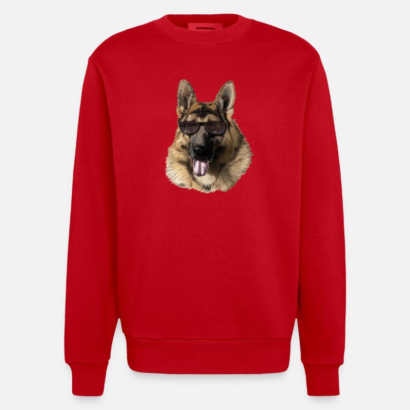 Cool Deutscher Schäferhund mit Sonnenbrille - Heavyweight Oversized Organic Crew Neck Made in EU - Rot