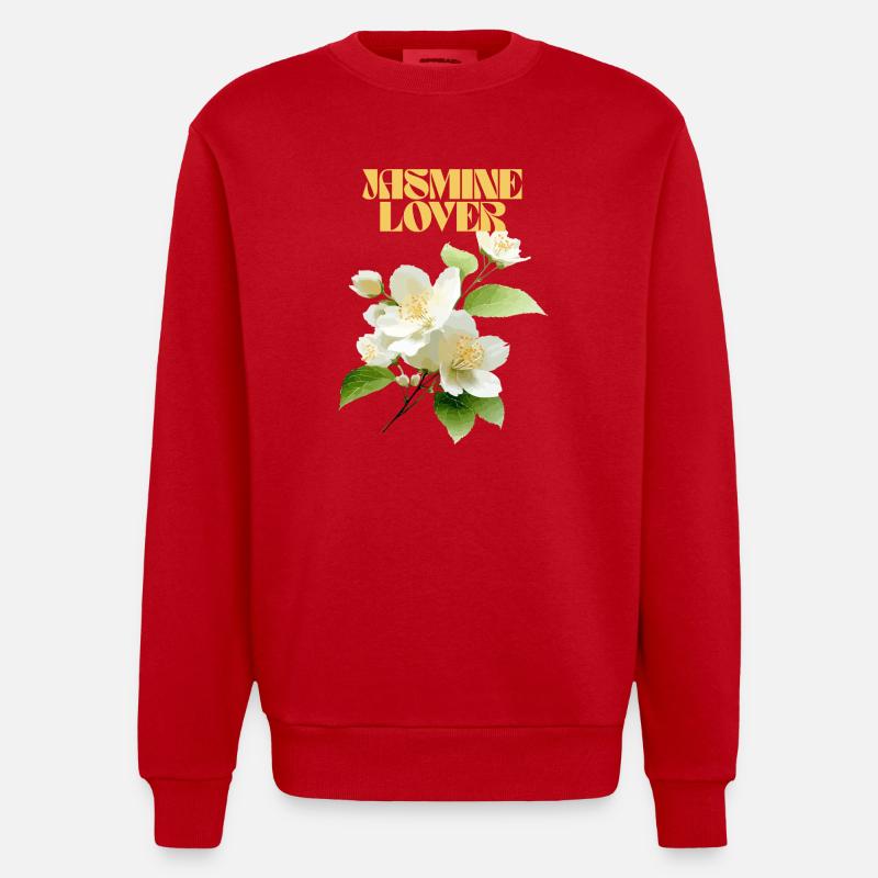Design élégant de fleur de jasmin - Sweat bio épais oversize fabriqué en UE - rouge
