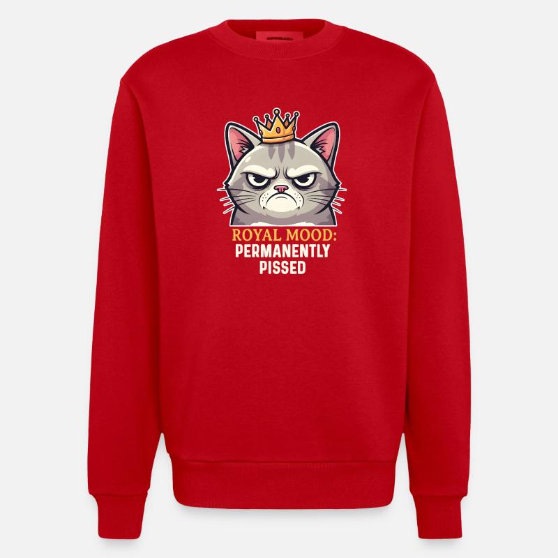 Grumpy Katze Königlicher Laune - Heavyweight Oversized Organic Crew Neck Made in EU - red