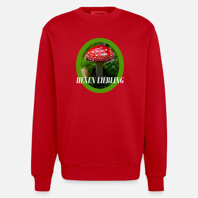 Toadstool Design - Heavyweight Oversized Organic Crew Neck Made in EU - red