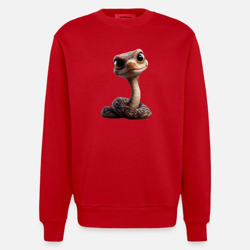snake, python, cobra, rattlesnake, snakes - Heavyweight Oversized Organic Crew Neck Made in EU - red