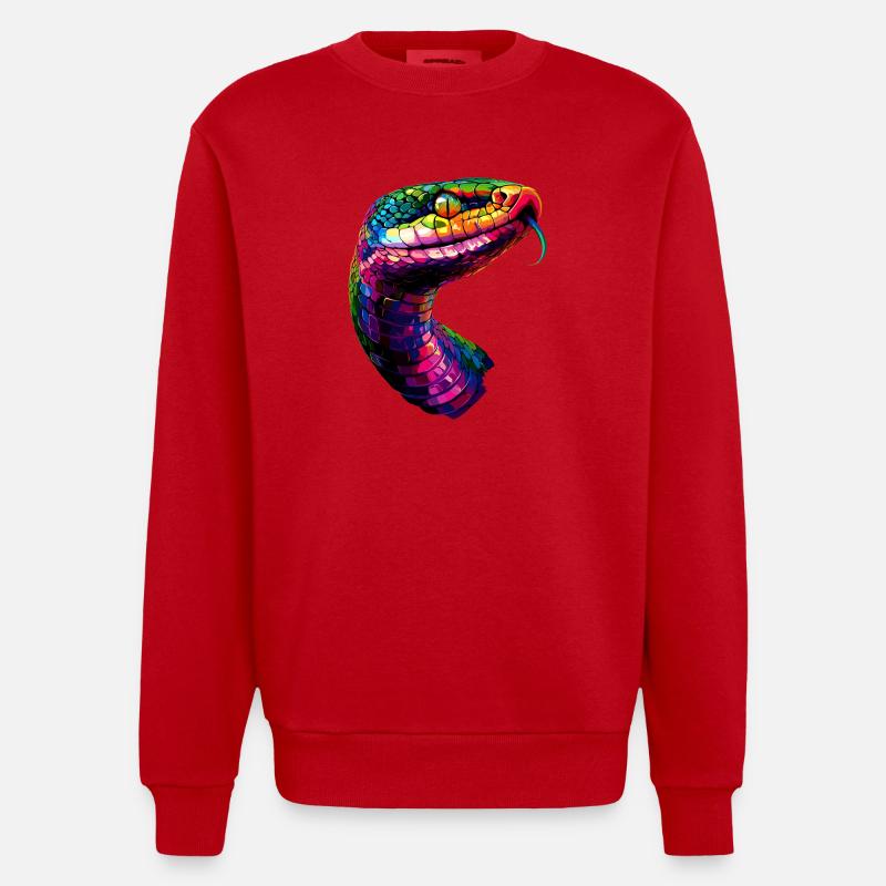 snake, python, cobra, rattlesnake, snakes - Heavyweight Oversized Organic Crew Neck Made in EU - red