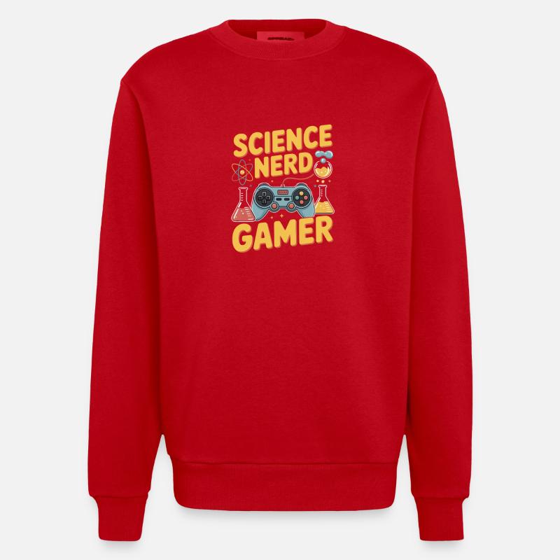 Science Nerd Gamer Controller Chemie Physik - Heavyweight Oversized Organic Crew Neck Made in EU - Rot