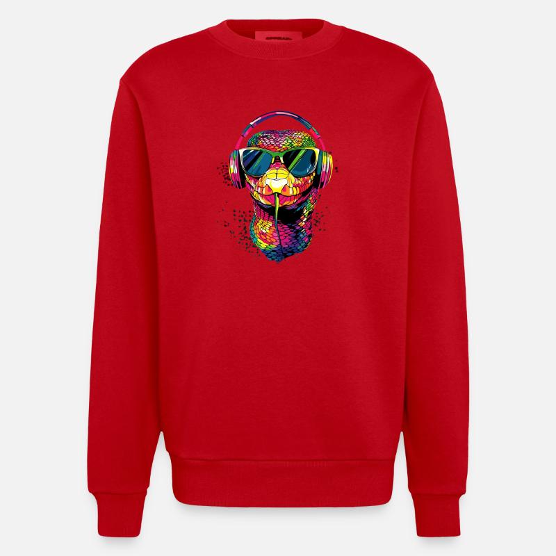 snake, python, cobra, rattlesnake, snakes - Heavyweight Oversized Organic Crew Neck Made in EU - red