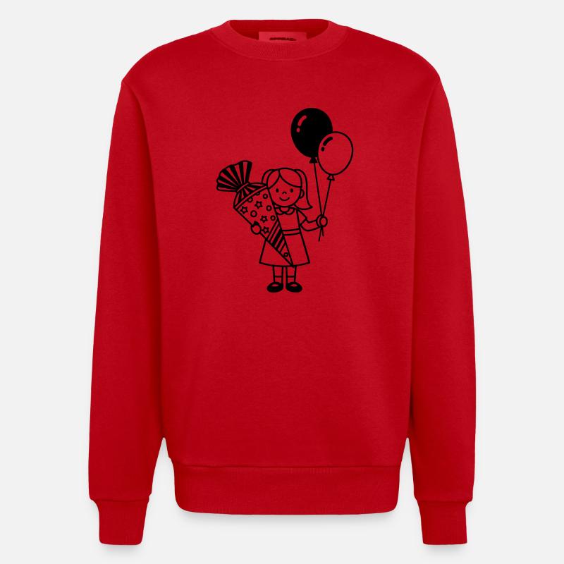 Einschulung Mädchen mit Schultüte - Heavyweight Oversized Organic Crew Neck Made in EU - Rot