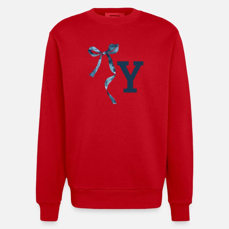 Monogramm und Geschenkidee - Heavyweight Oversized Organic Crew Neck Made in EU - Rot
