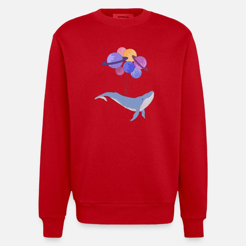 Baleine de l’espace - Sweat bio épais oversize fabriqué en UE - rouge
