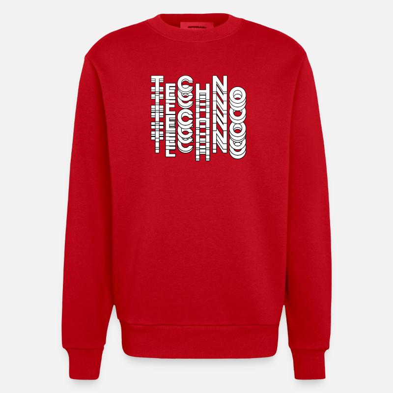 Futuristic Techno Typography Design - Heavyweight Oversized Organic Crew Neck Made in EU - red