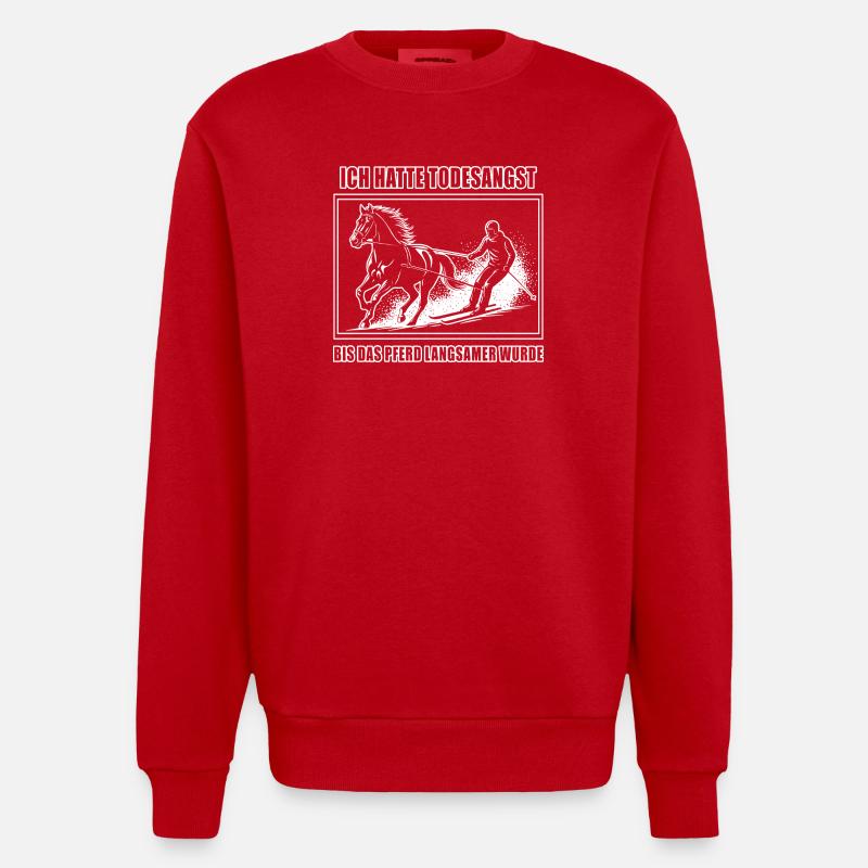 Bis das Pferd langsamer wurde - Heavyweight Oversized Organic Crew Neck Made in EU - Rot