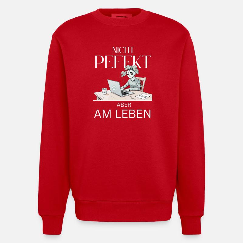 Nicht Perfekt Doch Lebendig - Heavyweight Oversized Organic Crew Neck Made in EU - Rot