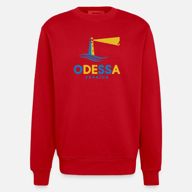 Phare d’Odessa Scène de Nuit Tee - Sweat bio épais oversize fabriqué en UE - rouge
