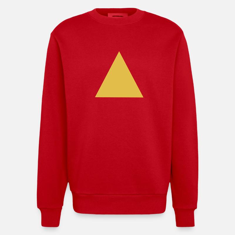 Motif triangle géométrique en or - Sweat bio épais oversize fabriqué en UE - rouge