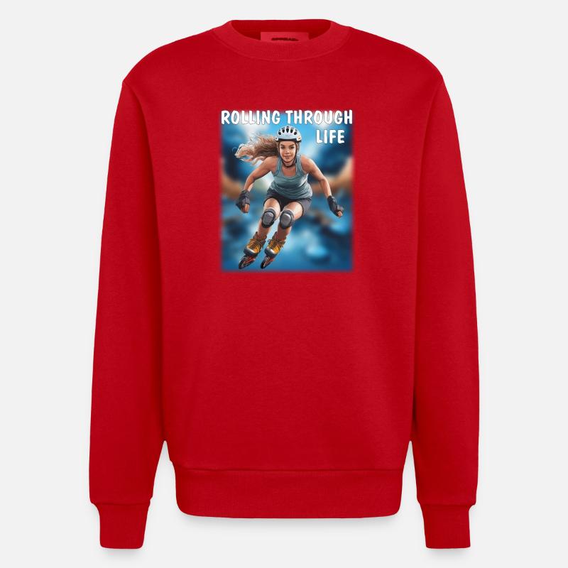 FRAU Rollschuhe ROLLING THROUGH LIFE - Heavyweight Oversized Organic Crew Neck Made in EU - Rot