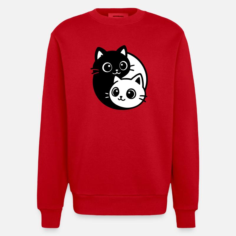 Portrait de chat Ying Yang - Sweat bio épais oversize fabriqué en UE - rouge