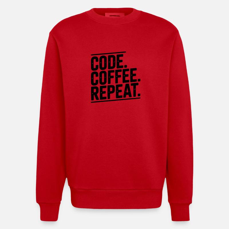 Code Coffee Repeat - Sweat bio épais oversize fabriqué en UE - rouge