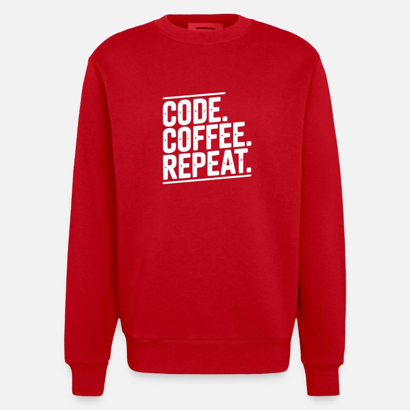 Code Coffee Repeat - Sweat bio épais oversize fabriqué en UE - rouge