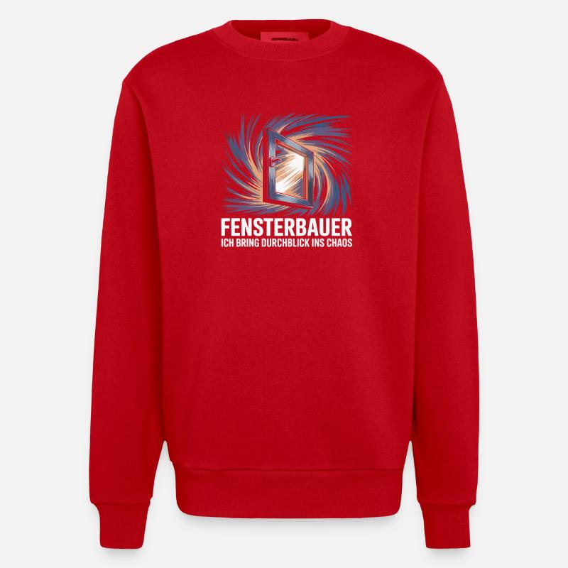 Window Manufacturer - Heavyweight Oversized Organic Crew Neck Made in EU - red