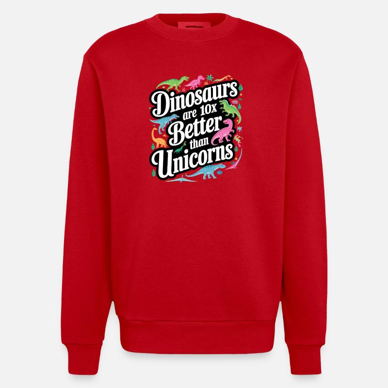Dinosaurier überstrahlen Einhörner hell - Heavyweight Oversized Organic Crew Neck Made in EU - Rot