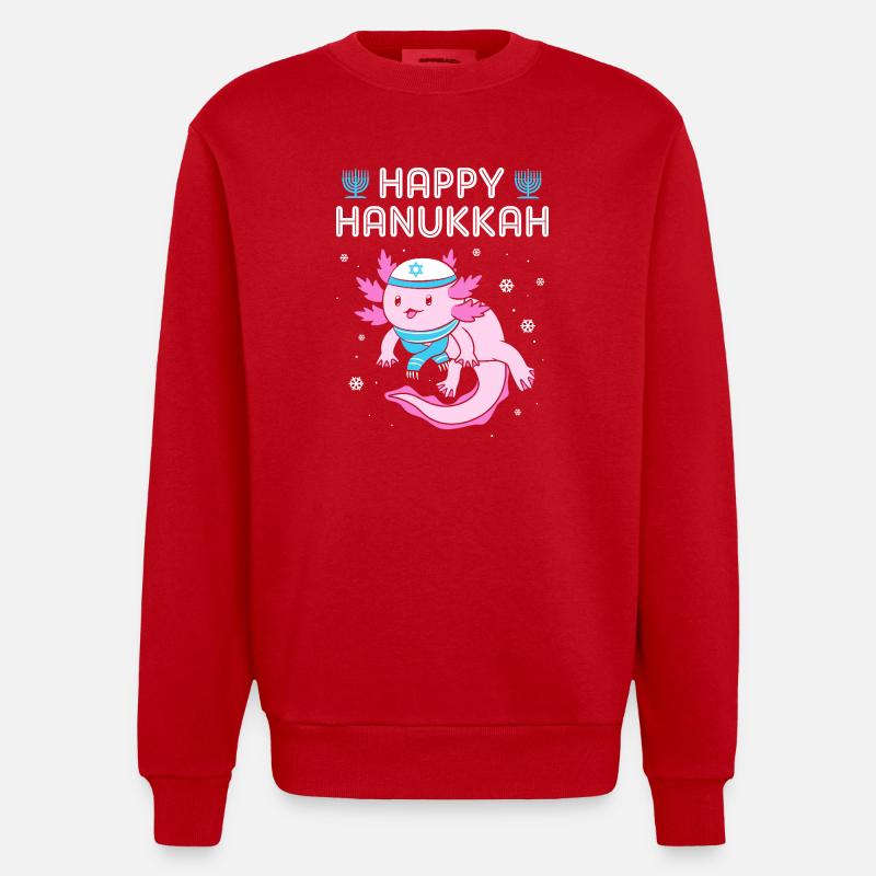 Hanoukka Hanoukka Hanoukka - Sweat bio épais oversize fabriqué en UE - rouge