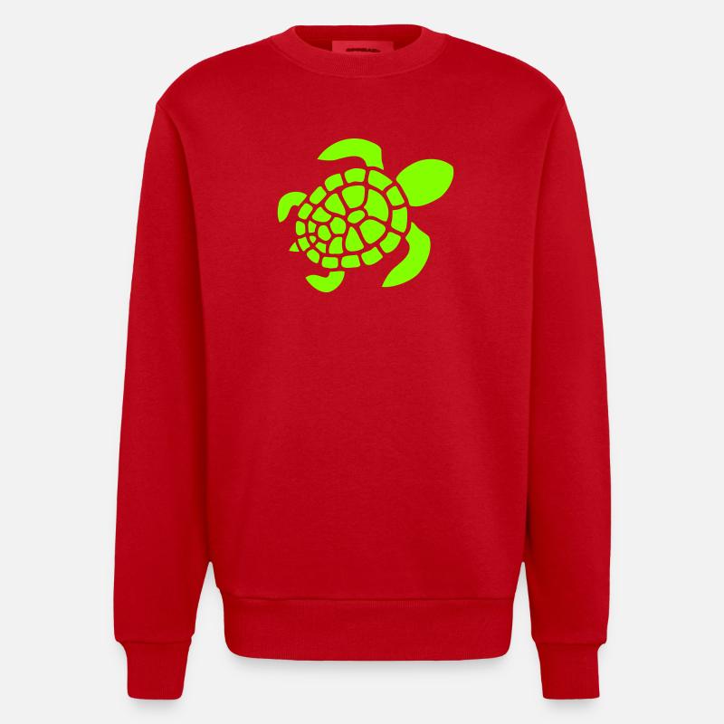 Turtle Logo Turtle Shell Pattern Icon - Heavyweight Oversized Organic Crew Neck Made in EU - red