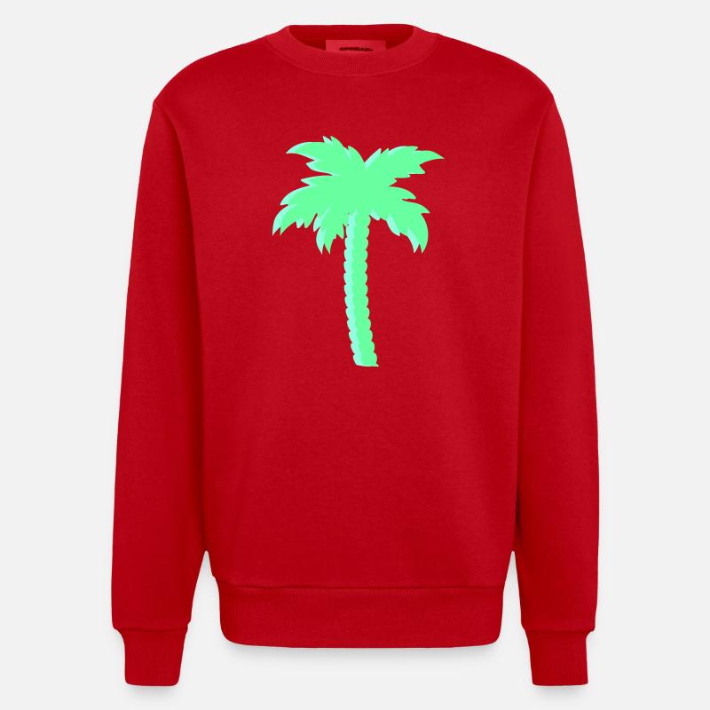 Mint palm tree in neon look - Heavyweight Oversized Organic Crew Neck Made in EU - red