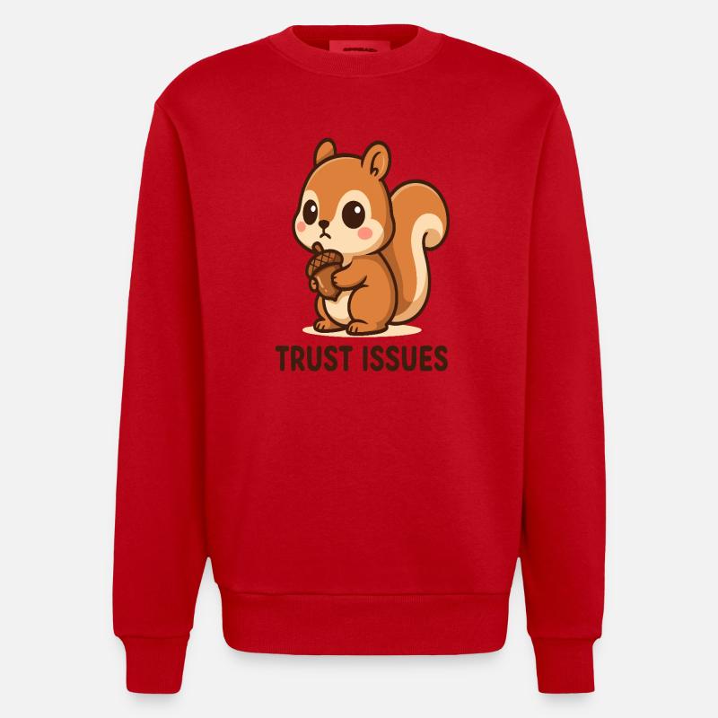 Eichhörnchen mit Trust Issues - Heavyweight Oversized Organic Crew Neck Made in EU - Rot