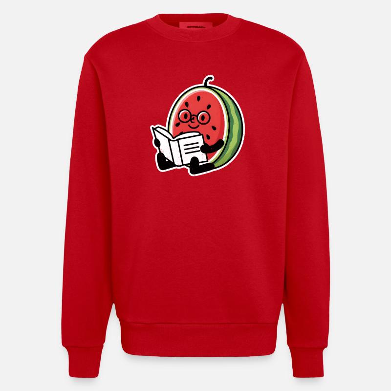 Wassermelone Leseheld - Heavyweight Oversized Organic Crew Neck Made in EU - Rot