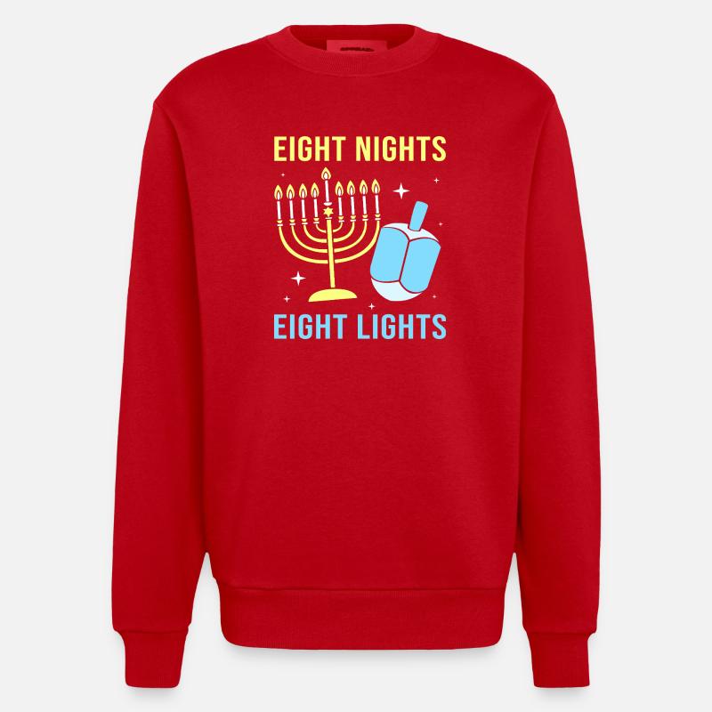 Hanoukka Hanoukka Hanoucca - Sweat bio épais oversize fabriqué en UE - rouge