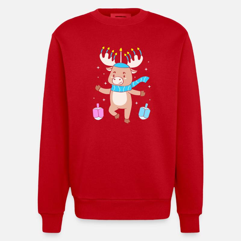 Hanoukka Hanoukka Hanoucca - Sweat bio épais oversize fabriqué en UE - rouge