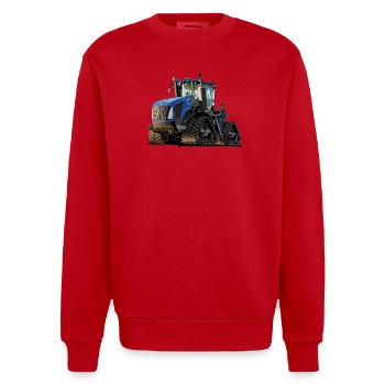 Tractor with crawler drive - Heavyweight Oversized Organic Crew Neck Made in EU - red - Front - AI Model Female 172 light (172cm) & AI Model Male 178 light (178cm)